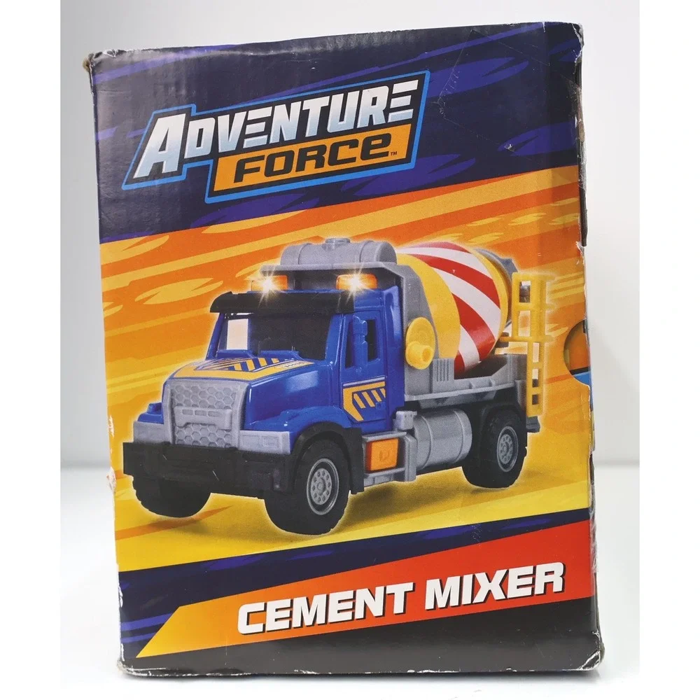 Adventure Force Cement Mixer Toy Truck Kids Blue NIB Worn Box Lights Sound